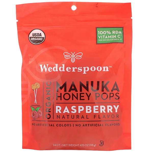 WEDDERSPOON MANUKA HONEY POPS RASPERRY 24 PCS