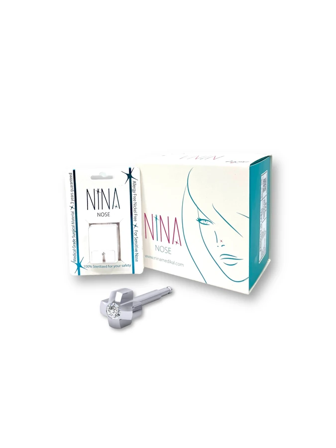Nina Silver Nose Ring Crystal Star
