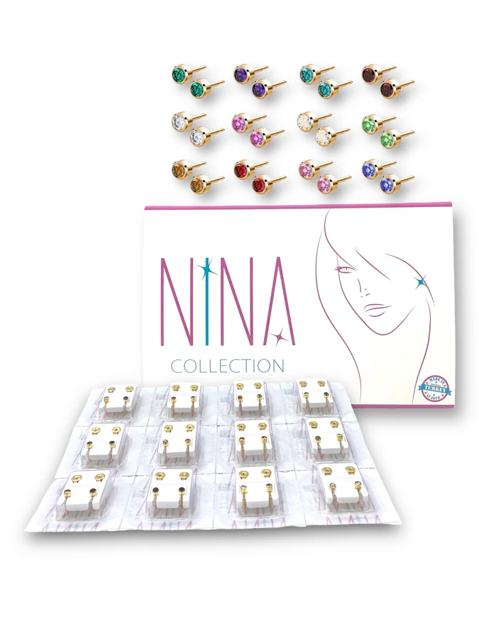 Nina Gold Earrings with Colored Gems Regular