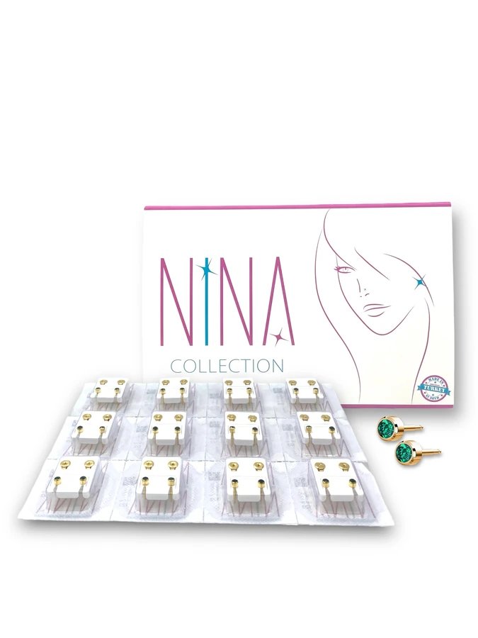 Nina Gold Earrings Emerald Regular