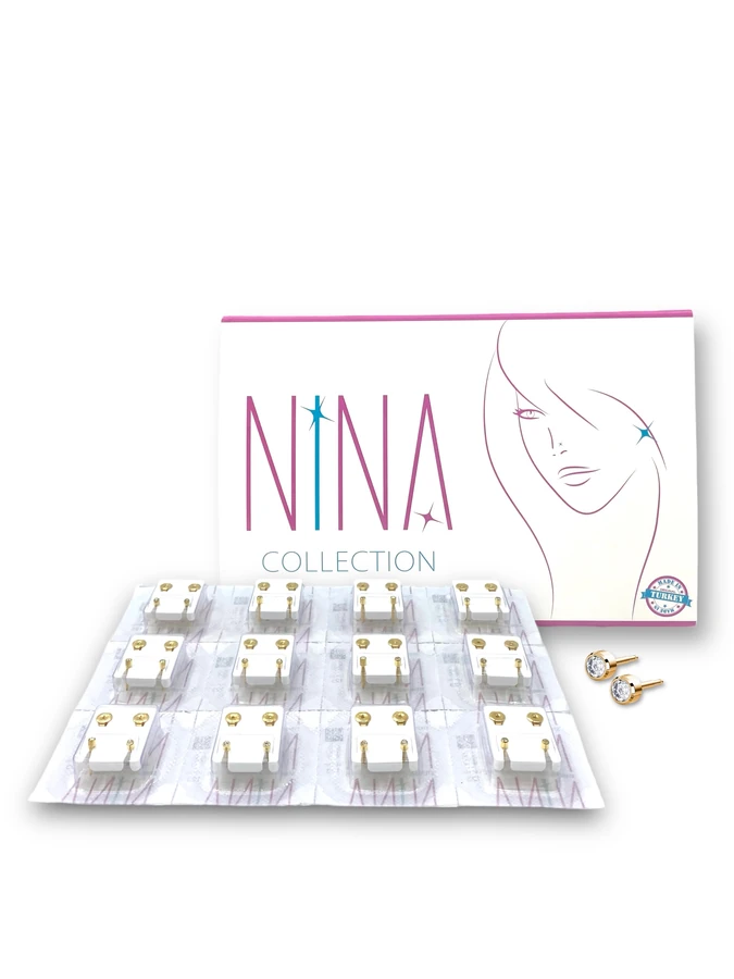 Nina Gold Earrings Crystal Small