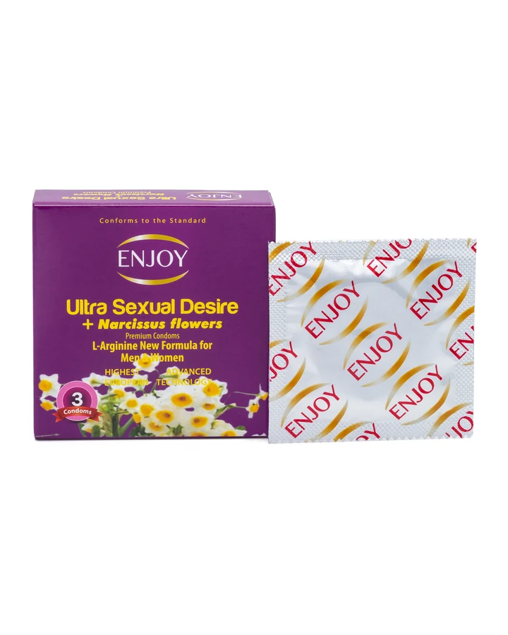 Enjoy Ultra Sexual Desire Premium Condoms Narcissus Flowers 3 pcs
