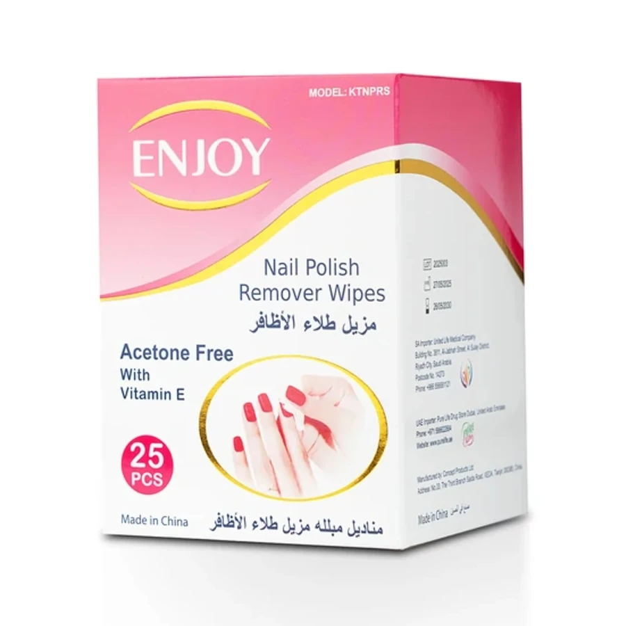 Enjoy Acetone Free Nail Polish Remover Wipes 25 pcs