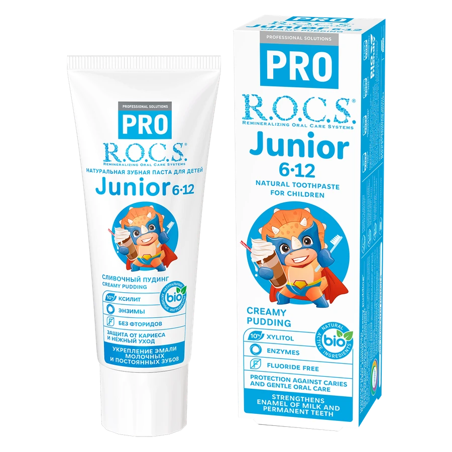 ROCS Pro Toothpaste For Juniors 6-12 Years With Creamy Pudding 74 g