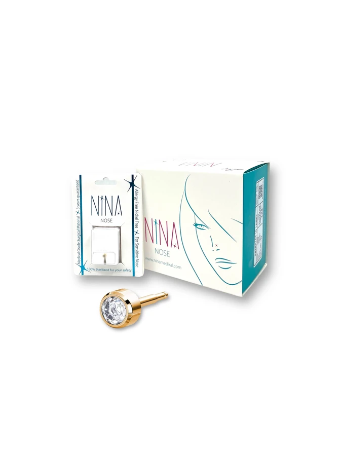 Nina Gold Nose Ring Crystal