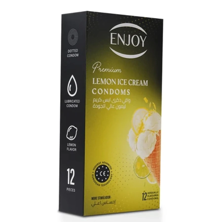 Enjoy Premium Condoms Lemon Ice Cream Flavour 12 pcs