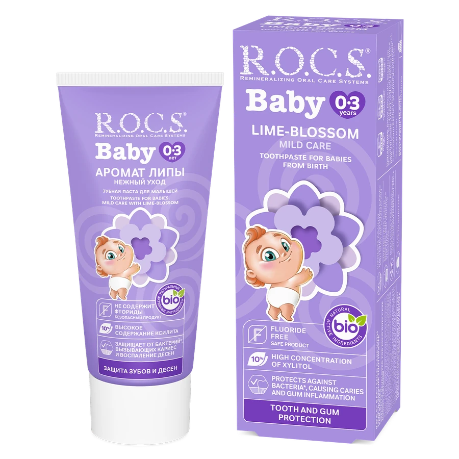 ROCS Mild Care Toothpaste For Babies 0-3 Years With Lime Blossom 45 g