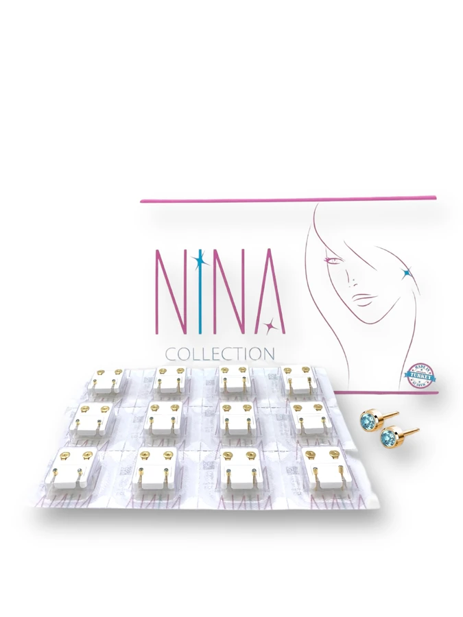 Nina Gold Earrings Aquamarine Regular
