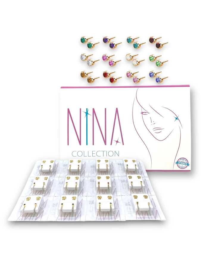 Nina Gold Earrings Assorted Gems Small