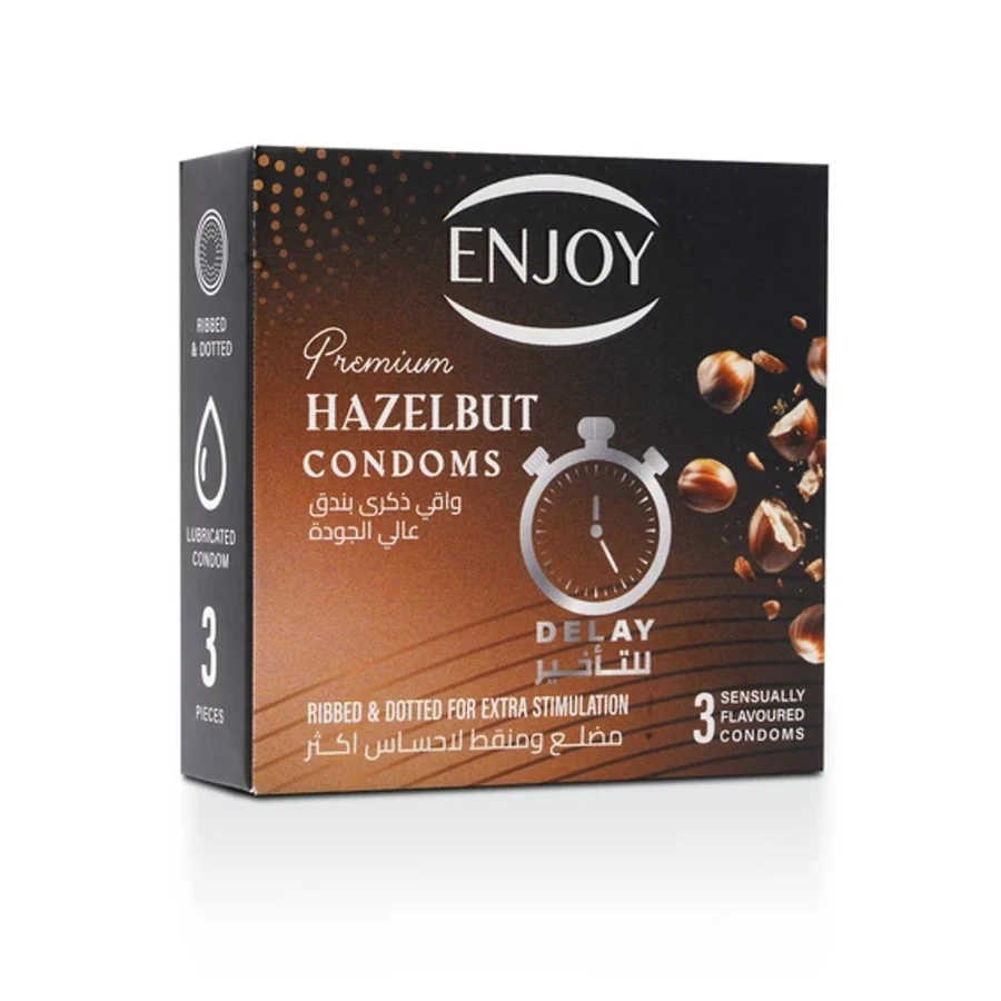 Enjoy Premium Condoms for Delay Hazelnut Flavour 3 pcs