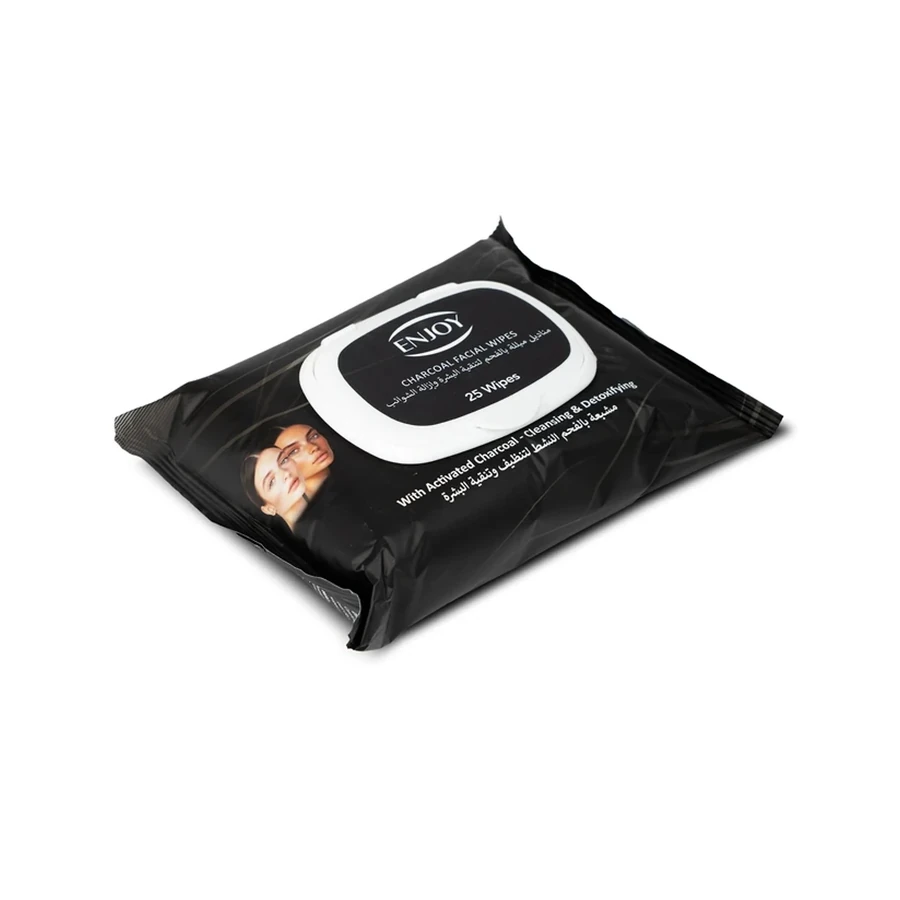 Enjoy Cleansing & Detoxifying Facial Wipes With Charcoal 25 pcs
