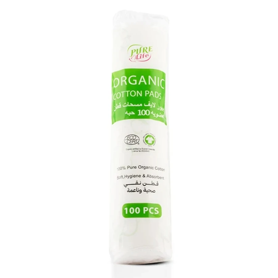 Pure Life Round Organic Cotton Pads 100 pcs