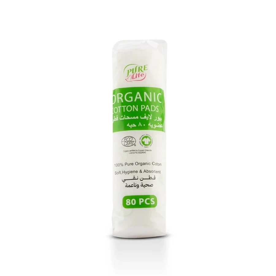 Pure Life Round Organic Cotton Pads 80 pcs